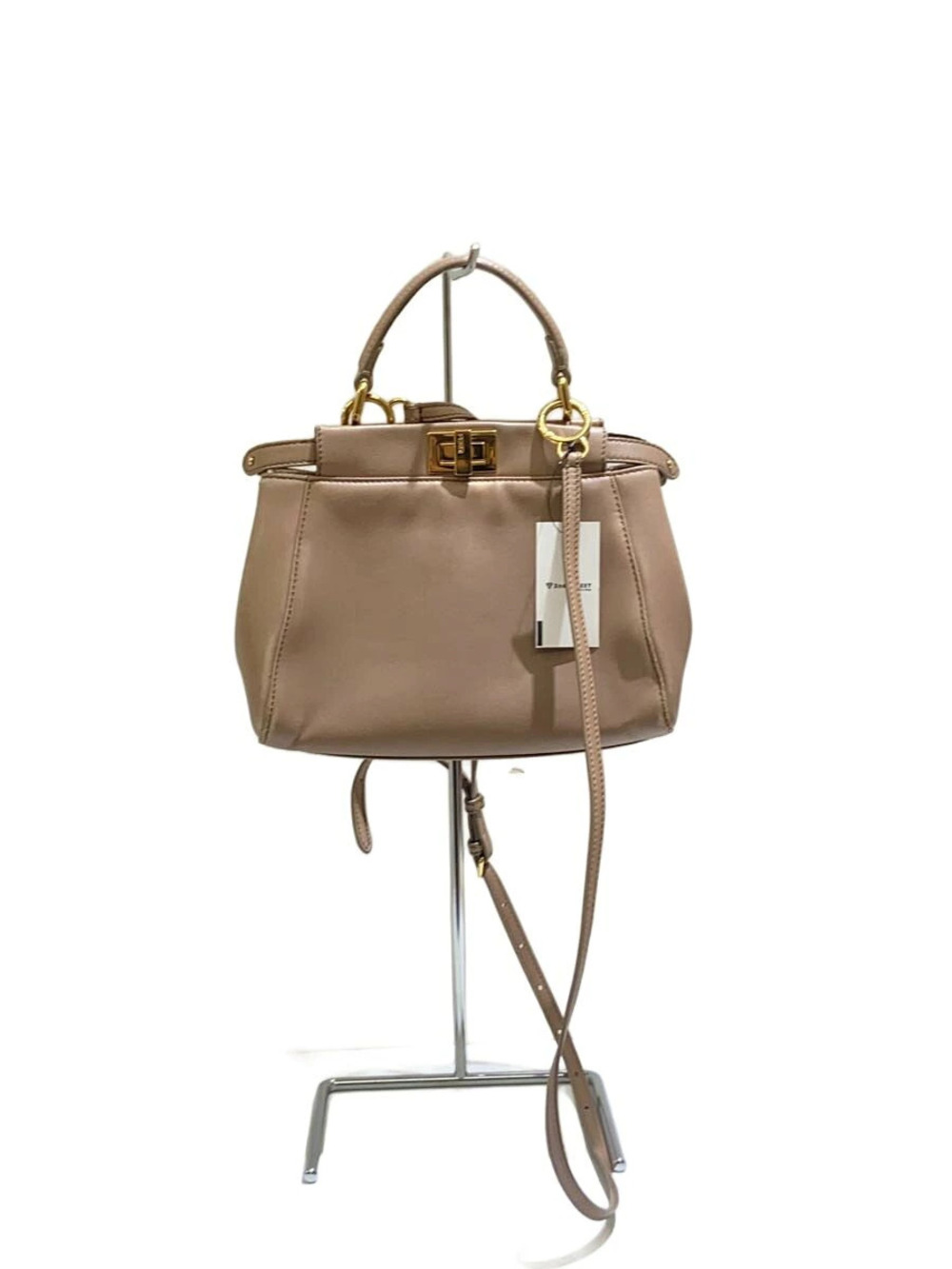 Fendi Shoulder Bag Leather Brown handle surface